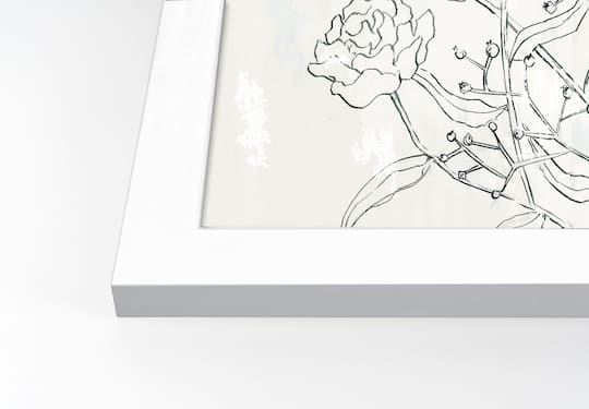 Pencil Florals Wall Print in White Frame